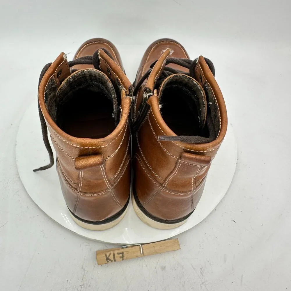 Crown Vintage Men Size 10 Brown Leather Flanel Moc Toe Lace Up Ankle Boot